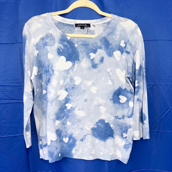 |•CHARLIE B•| Blue & White Hearts Top Size Small - Picture 4 of 10